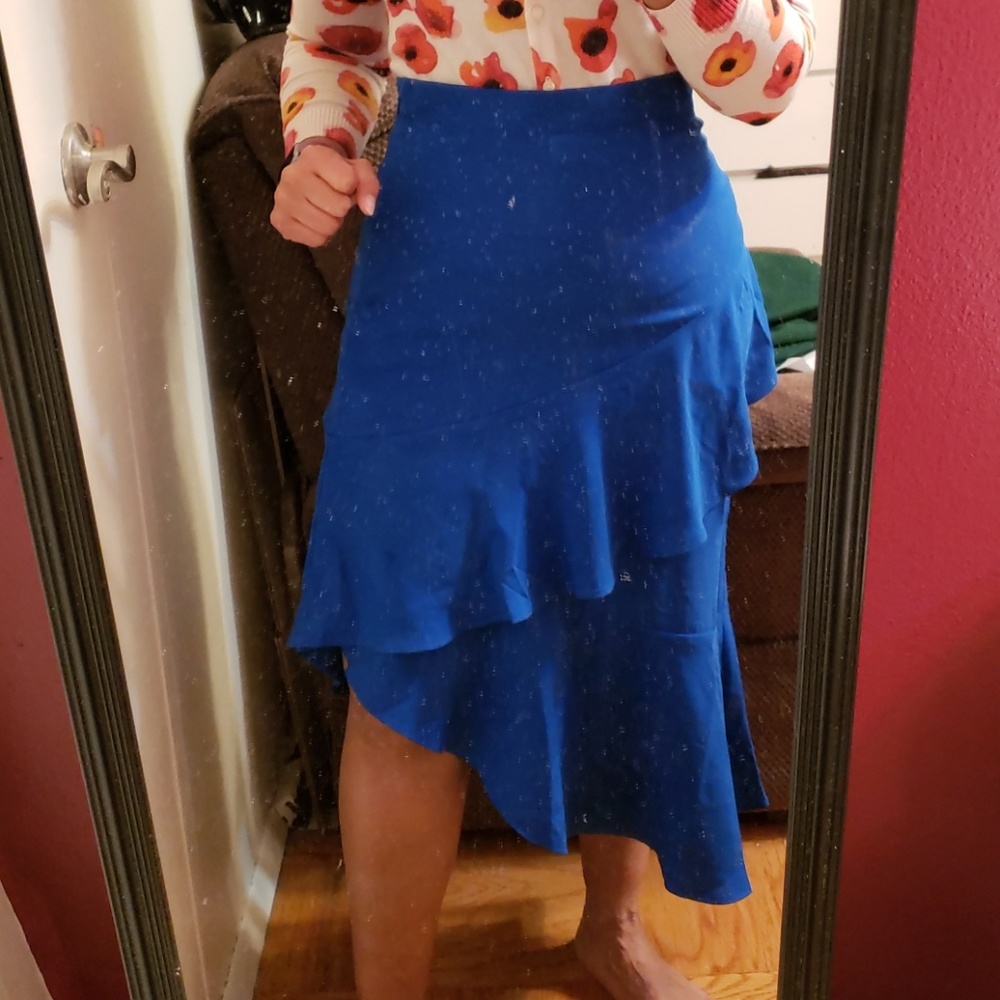 Royal colbat blue high/low skirt